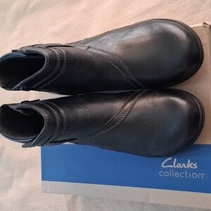 Brand NEW Clarks Black Leather Ankle Boots
